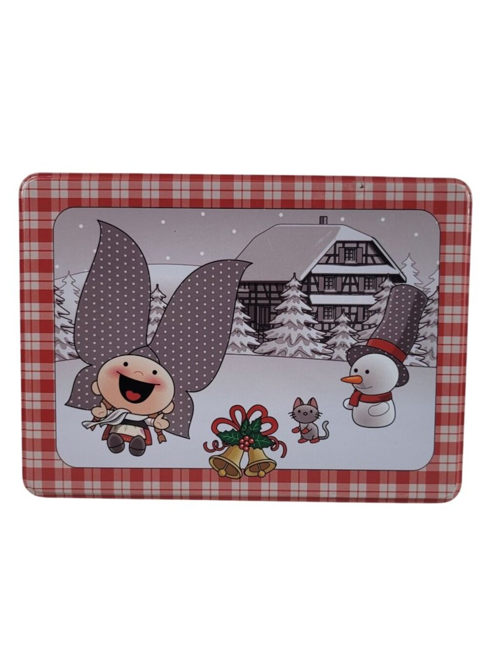 Lovely Elsa Christmas Tin Plaid Alsace France Mascot Mischievous Generous Souven